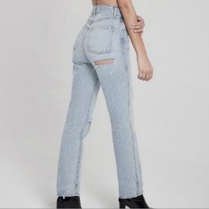 Revice Denim Jeans Ex Boyfriend Style Light wash ripped butt slit